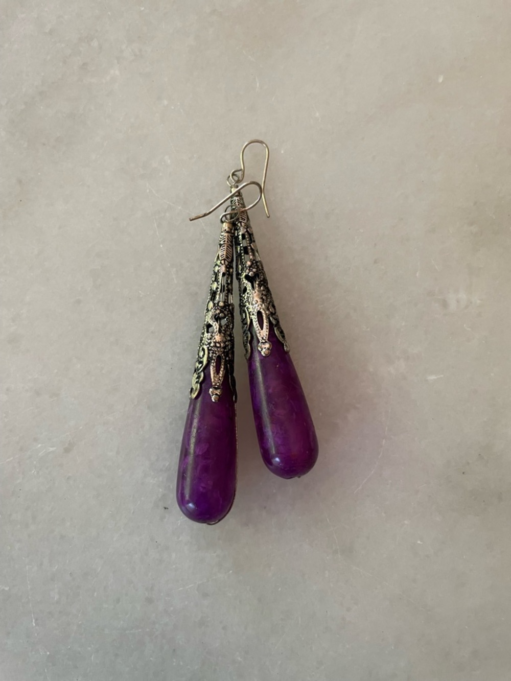 Purple Teardrop Dangle Earrings - Elegant Women's Jewelry